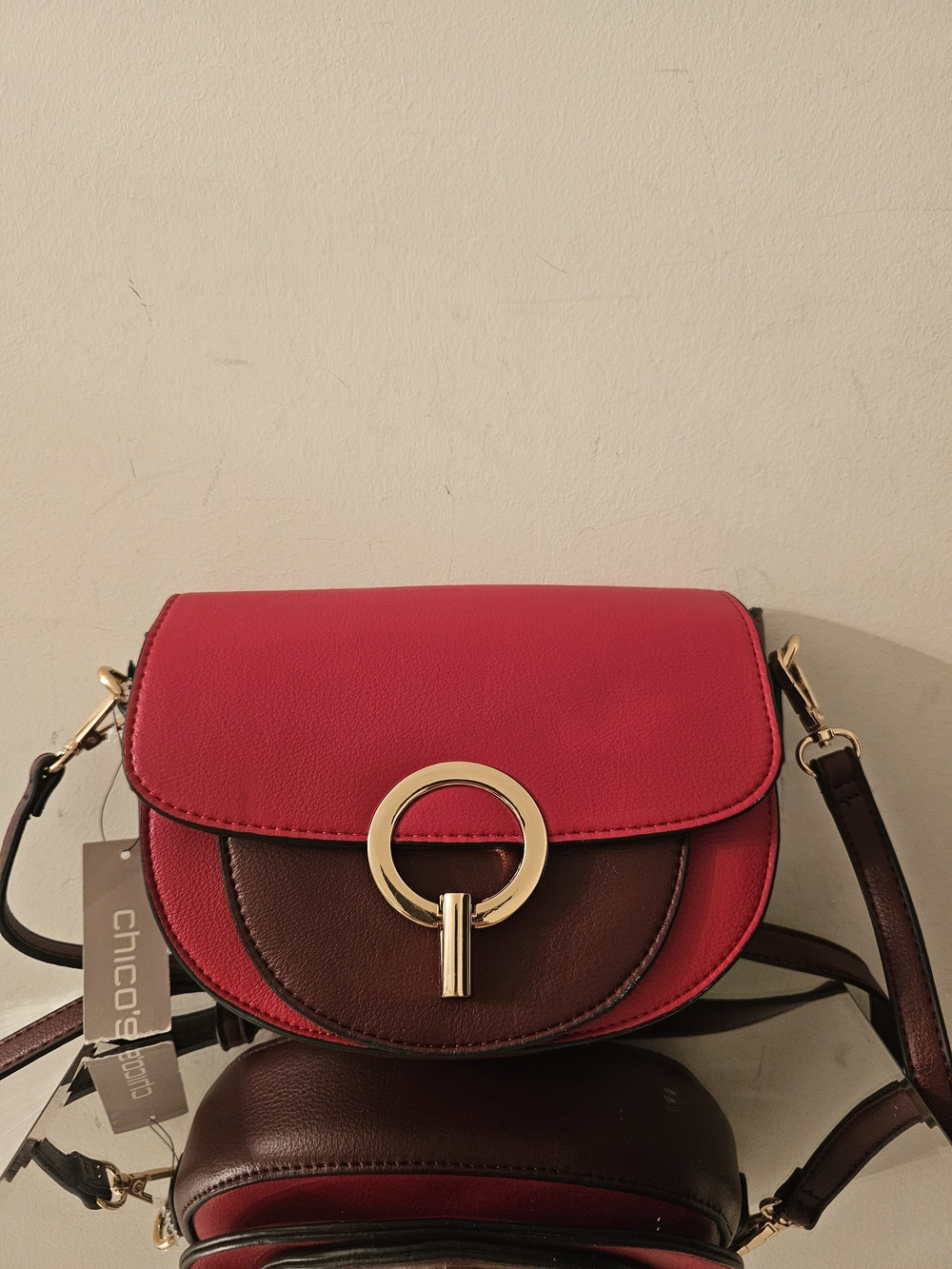 Chico Red and Brown Leather Crossbody Bag